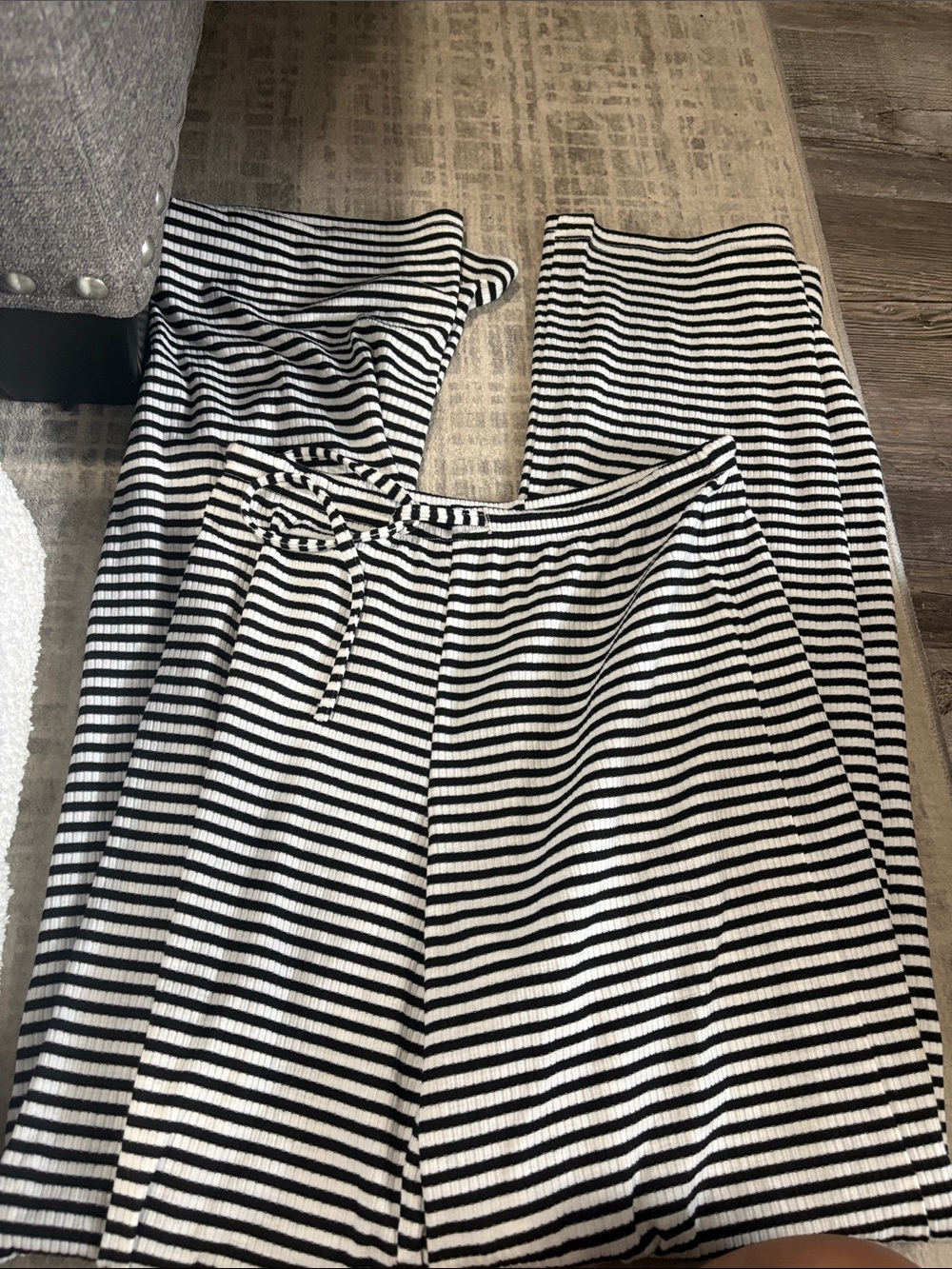 White Fox Boutique Black & White Striped Boot Flare Pants
